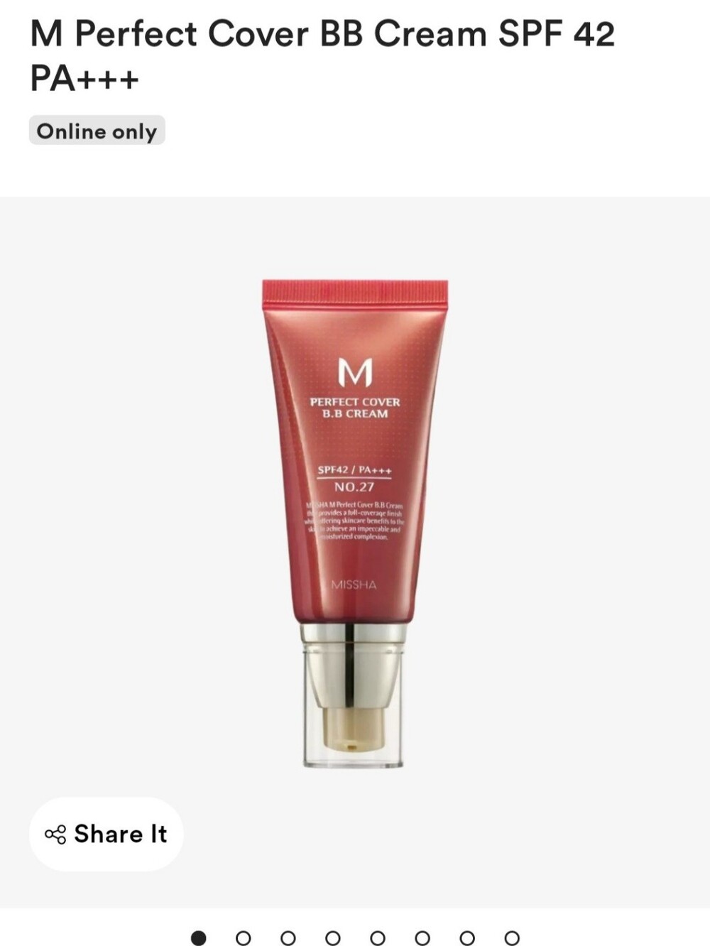 MISSHA M Perfect Cover BB Cream No.27 - Red Tube.